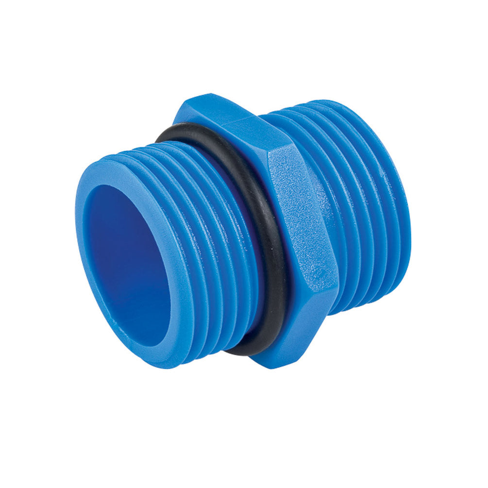 DN 1/2 Zoll Doppelnippel PP blau Sechskant 1/2 Zoll Aussengewinde