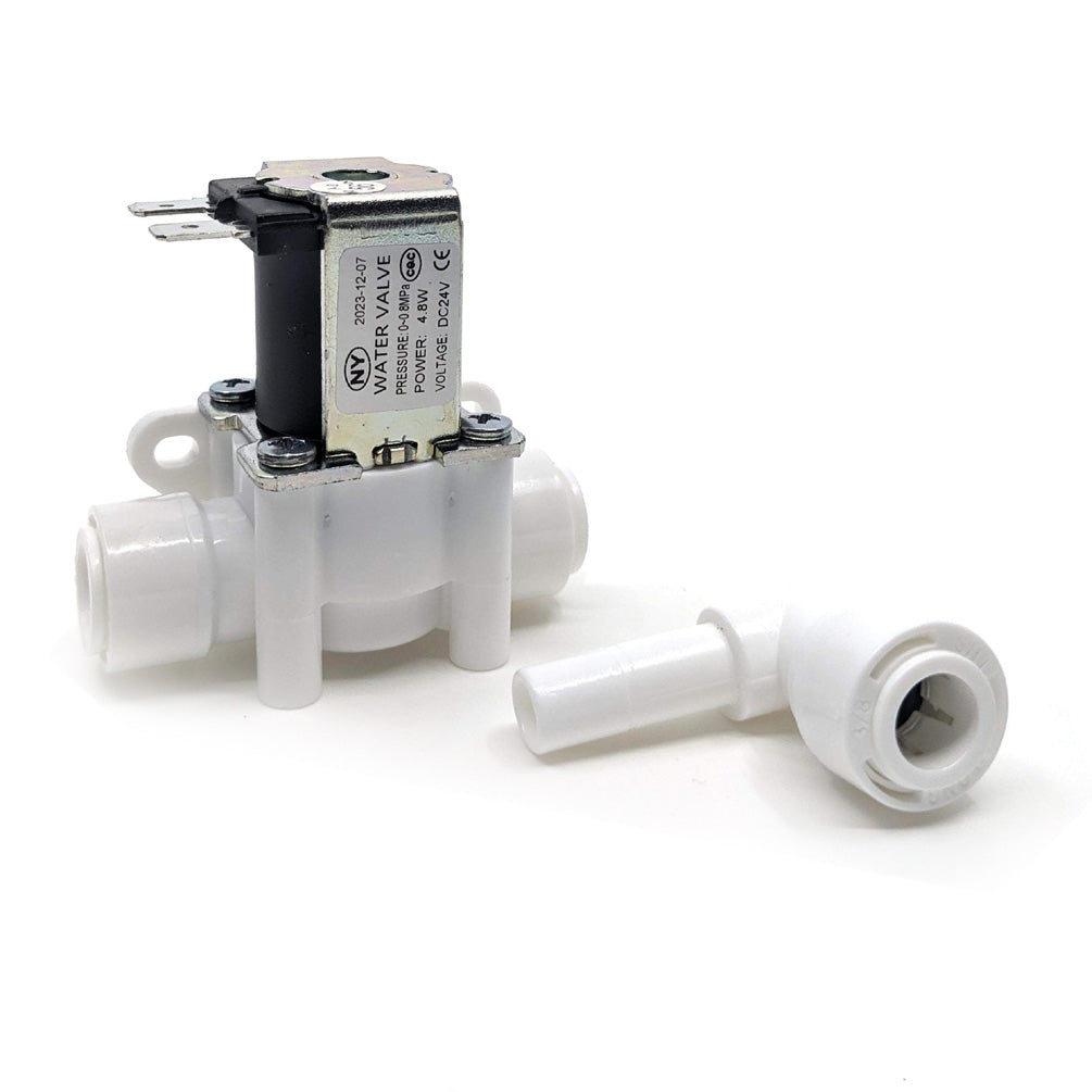 Válvula magnética 3/8" 24V 4,8W - incluido 1x adaptador en L 3/8" manguera 3/8" conexión