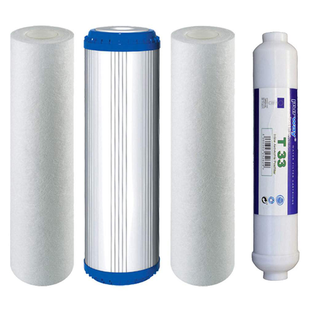 Set de 4 filtros de repuesto Osmose 10-PLAX-1-T33 para sistema de ósmosis inversa de 5 etapas